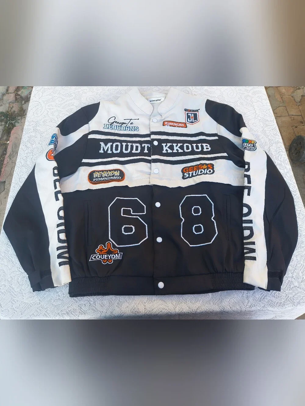 Black White  Moudt Kkoub  Racing Team Jacket Size L